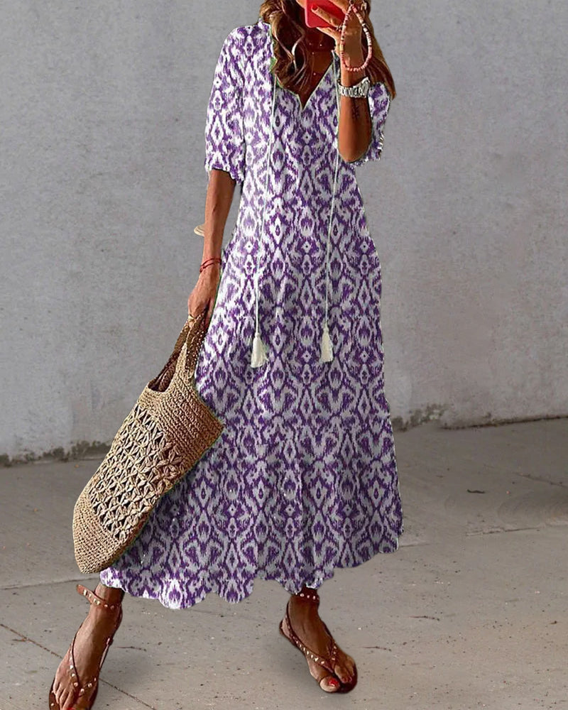SASCHA | BOHO VINTAGE V-NECK SUMMER DRESS