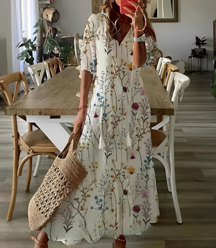 SASCHA | BOHO VINTAGE V-NECK SUMMER DRESS