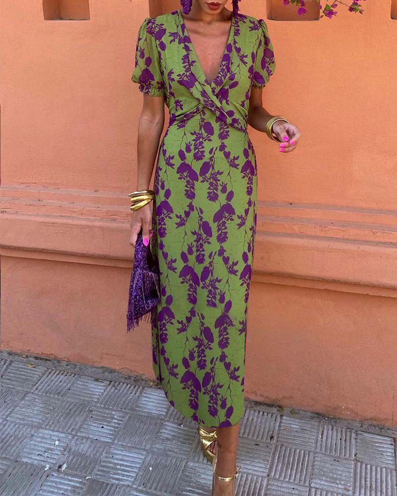 Flora V-Neck Midi Dress
