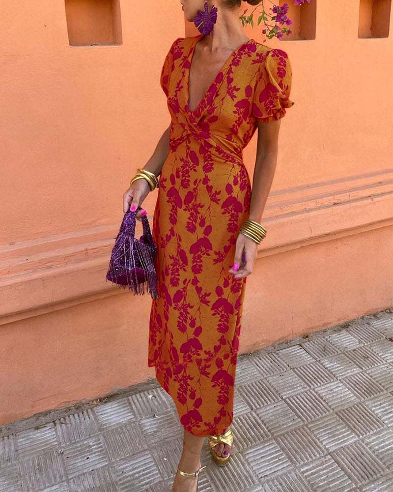 Flora V-Neck Midi Dress