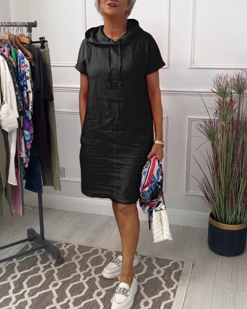 Casual Hooded Short Sleeve Dress