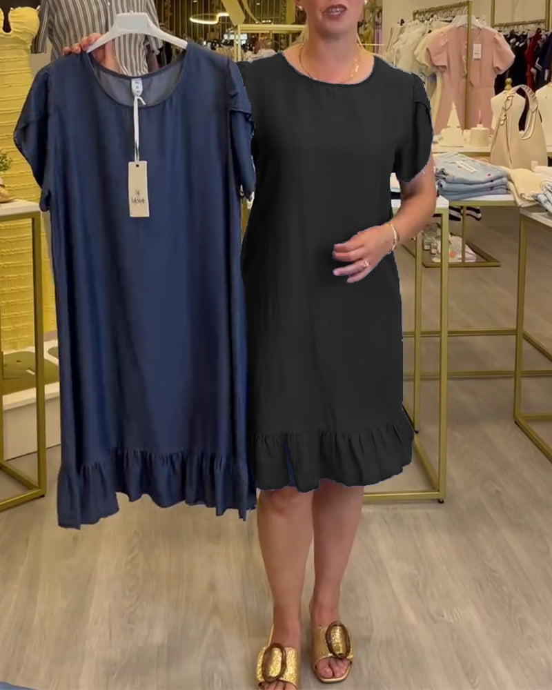 Casual Ruffled Denim Dress