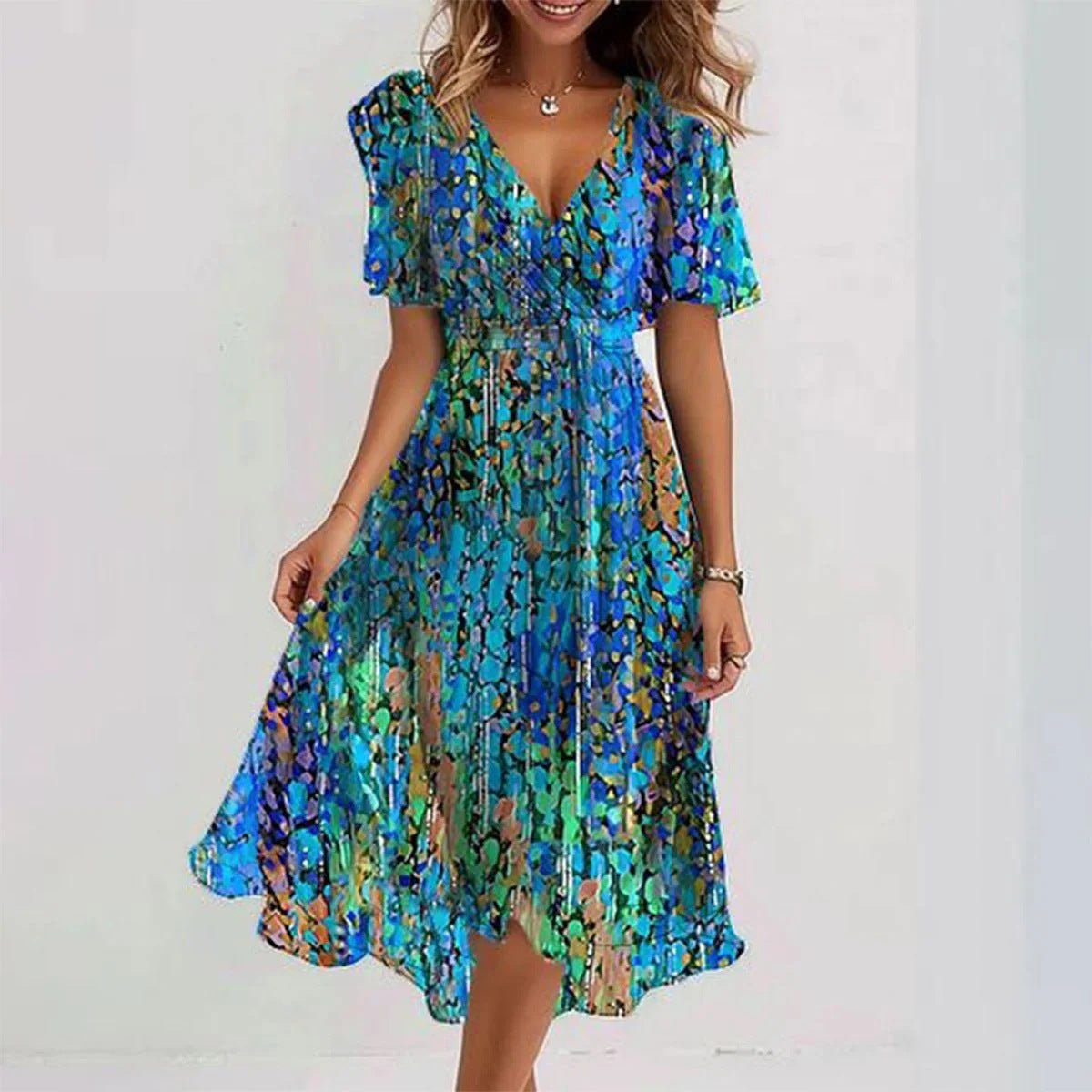 Lorraine | Floral Flutter Sleeve Midi Dress