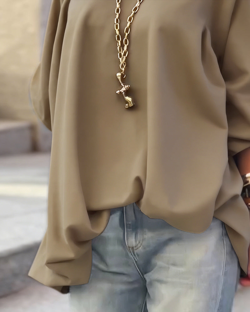 Loose Asymmetrical Solid Color Top