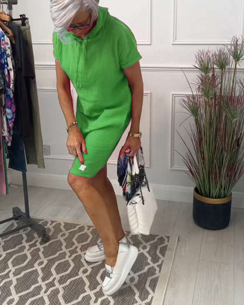 Casual Hooded Short Sleeve Dress