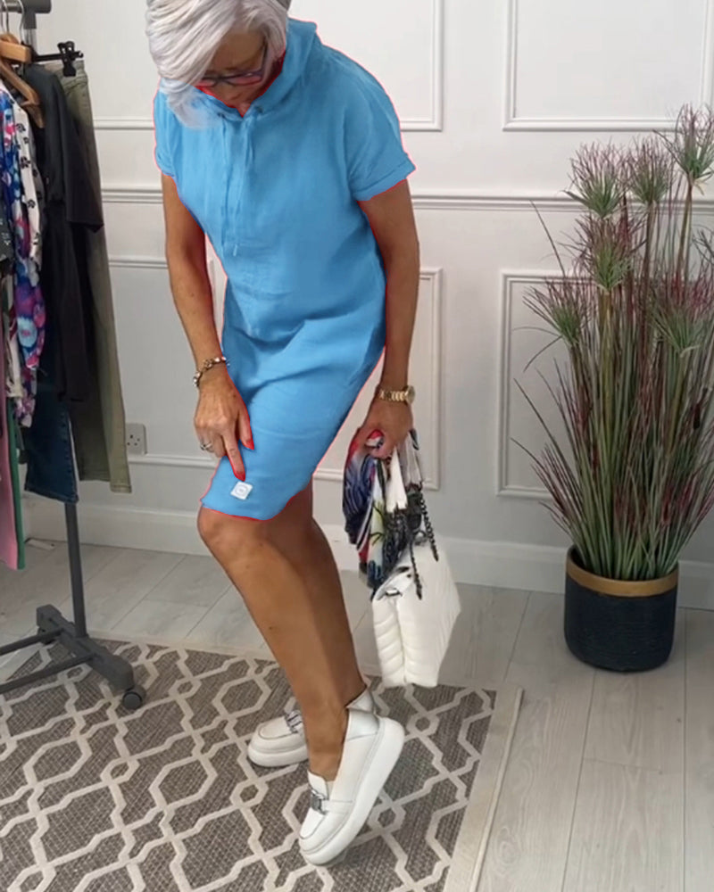 Casual Hooded Short Sleeve Dress