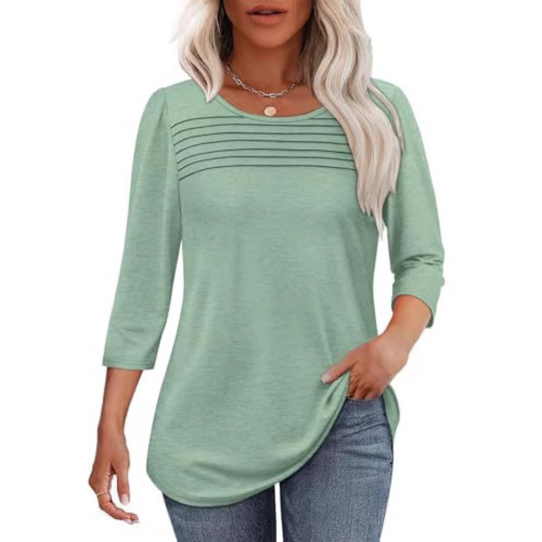 TESSARA™ – Casual Pleated Front Spring Top