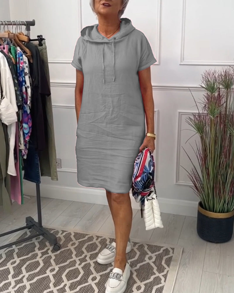 Casual Hooded Short Sleeve Dress