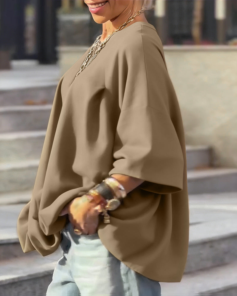 Loose Asymmetrical Solid Color Top