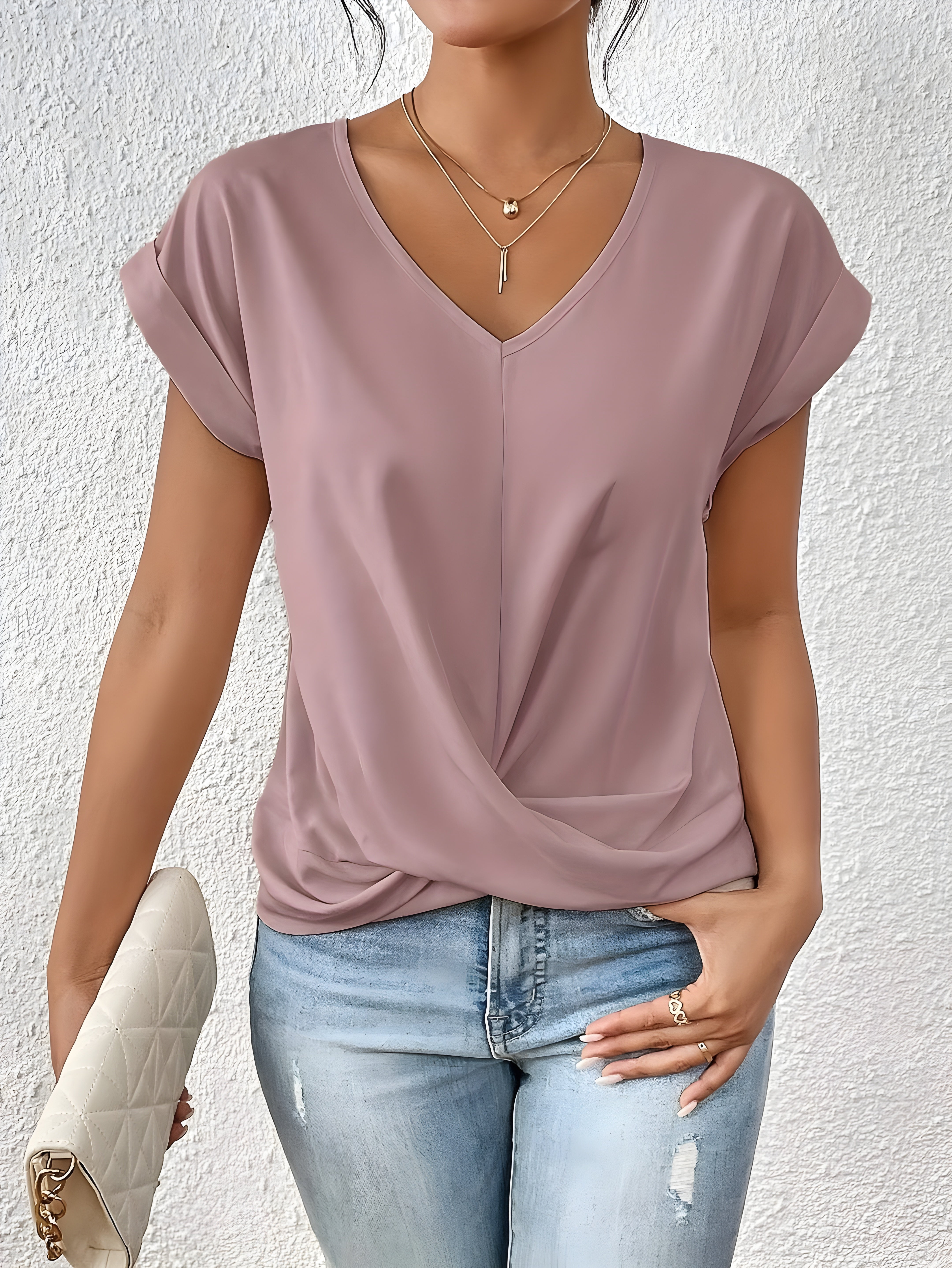 Sandra | Elegant Twist-Front V-Neck Top