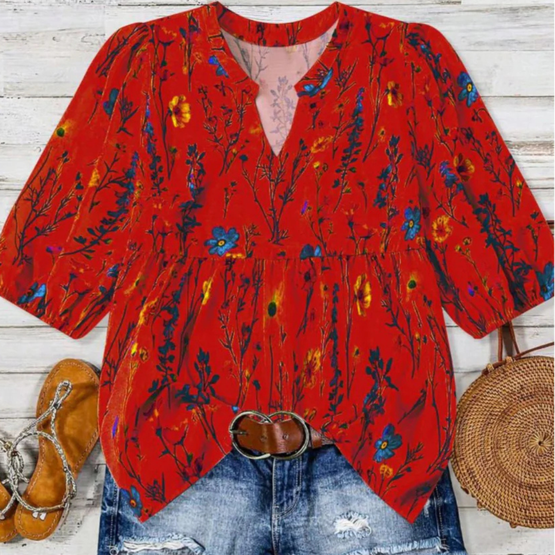 CATALEYA™ - Vintage Floral Bishop Sleeve Top