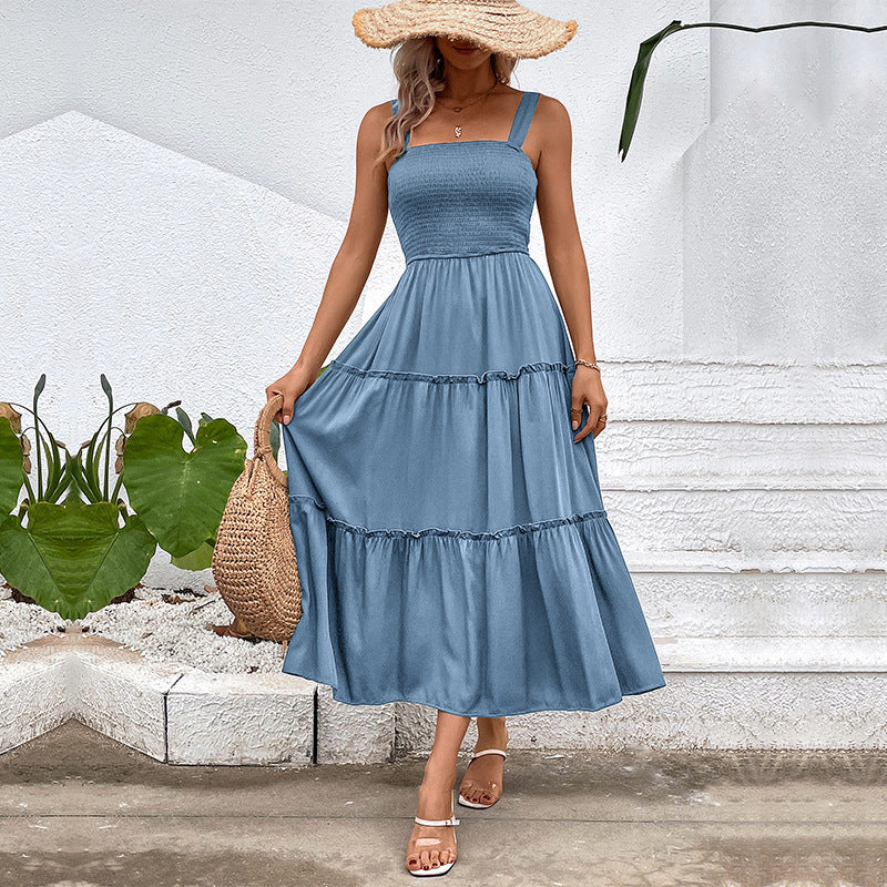 FIORELLE™ – Vintage Frill Hem Shirred Backless Sundress