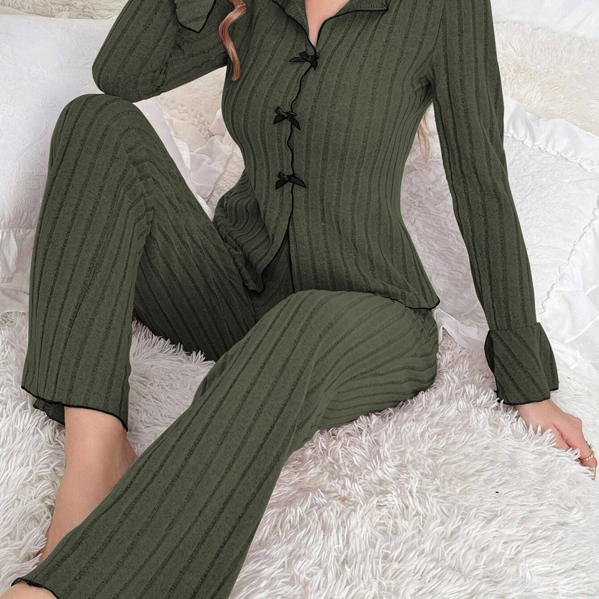 Kenzie™ - Chic V-Neck Top & Pants Loungewear Set