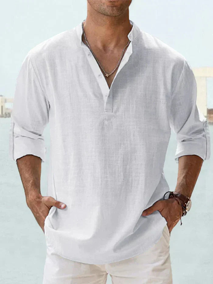 Joshua | Long Sleeve Cotton-Linen Shirt