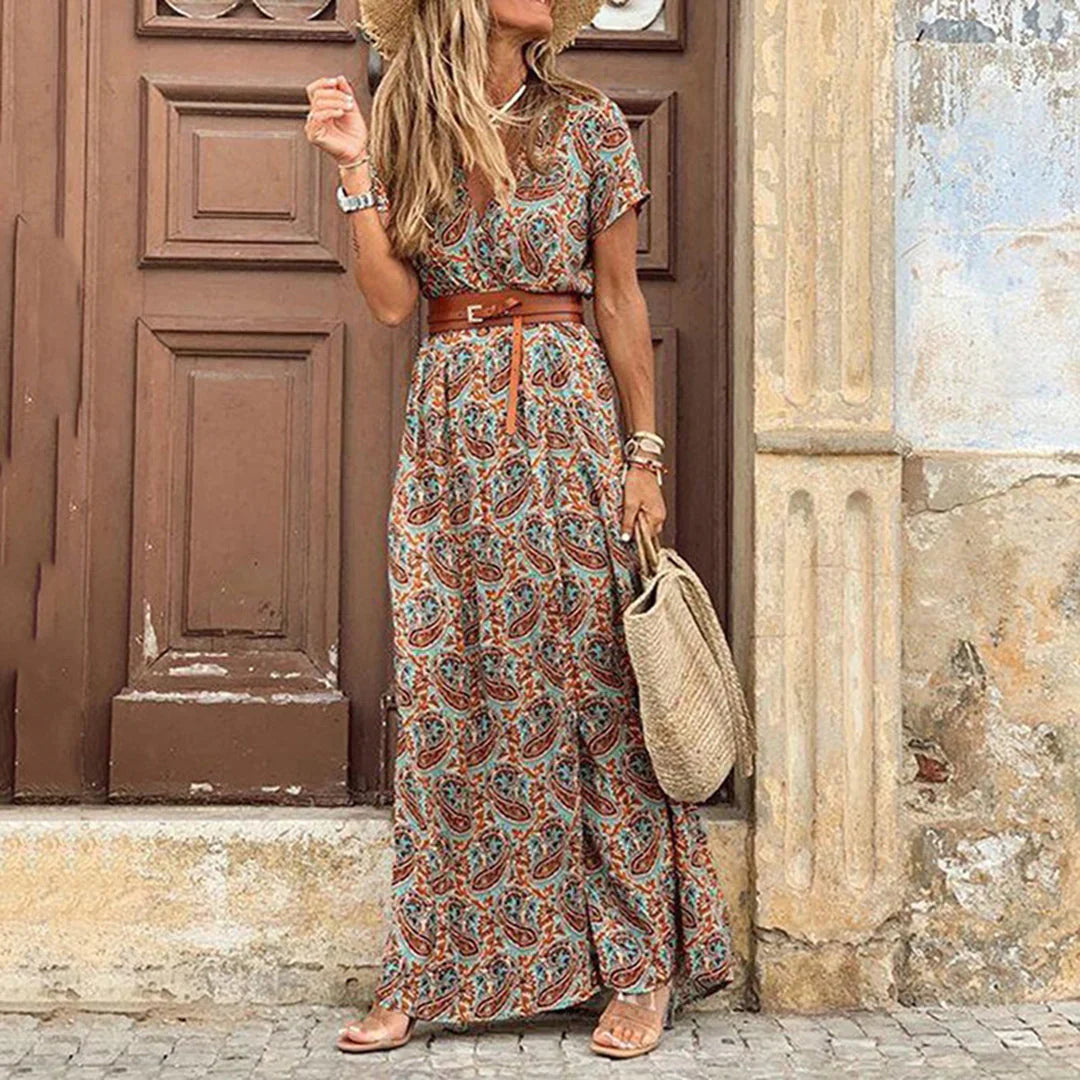 Agnes | V-Neck Boho Maxi Dress