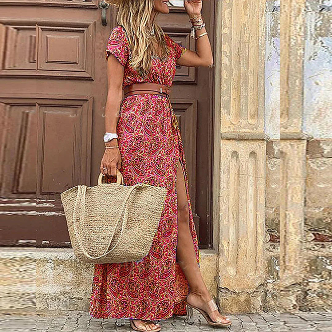 Agnes | V-Neck Boho Maxi Dress