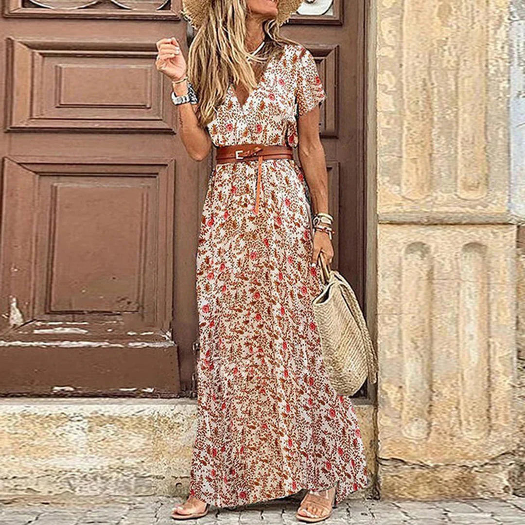Agnes | V-Neck Boho Maxi Dress