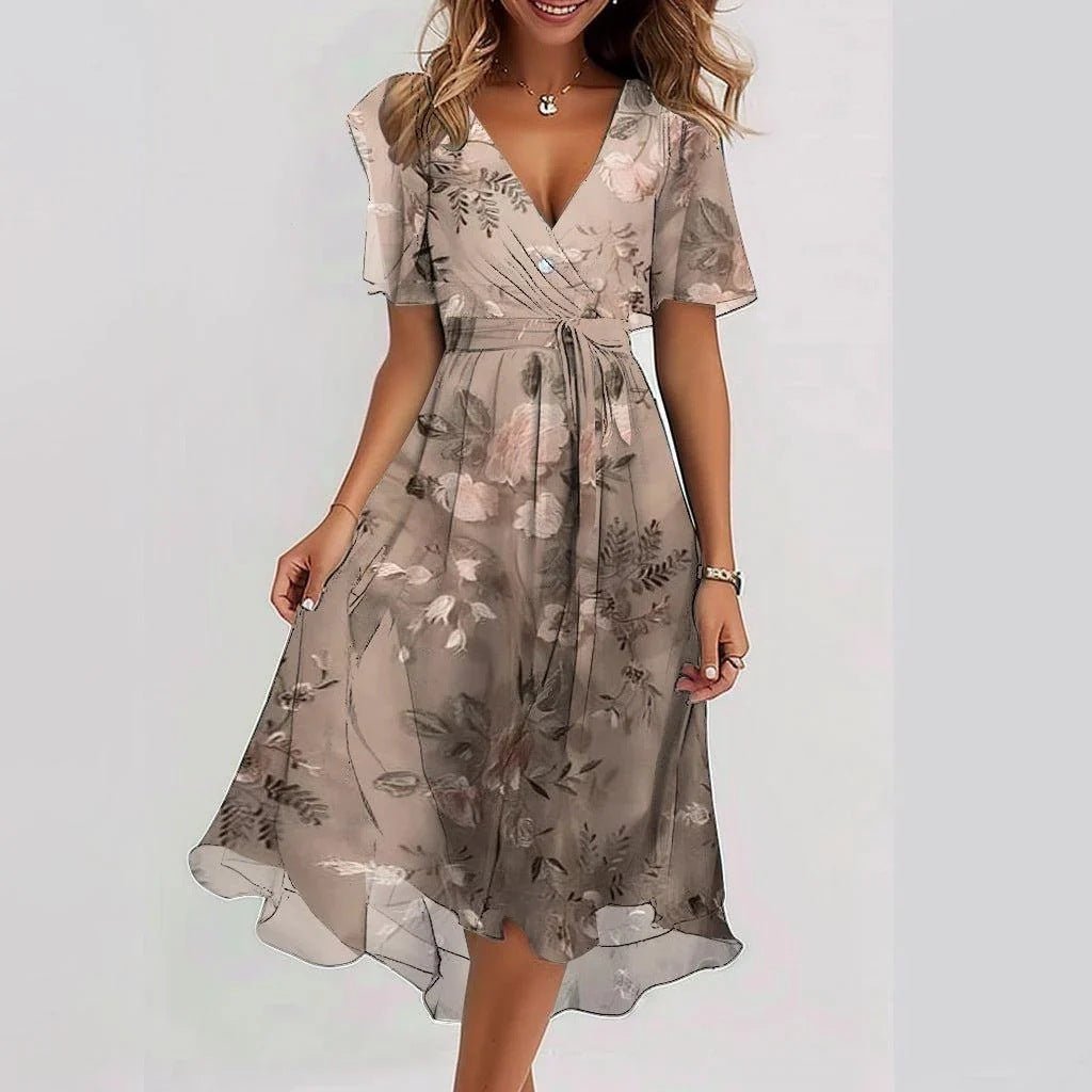 Lorraine | Floral Flutter Sleeve Midi Dress