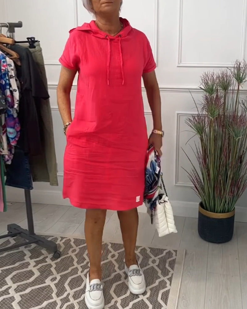 Casual Hooded Short Sleeve Dress