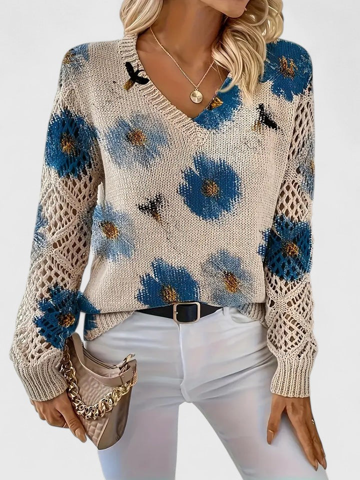 Aurélie | Elegant Floral Knit Sweater
