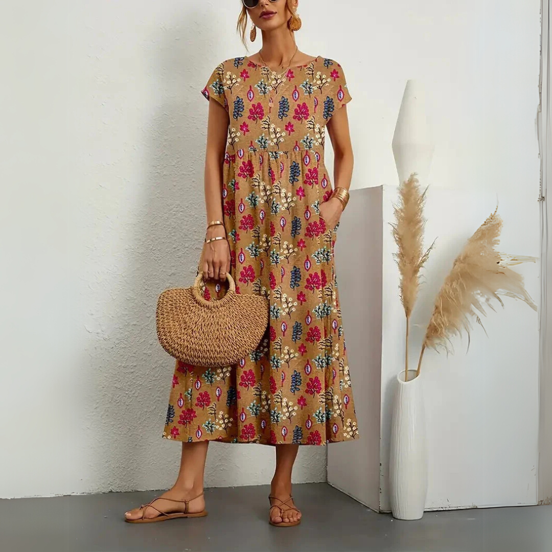 FLORENE™ - Breezy Floral Midi Dress
