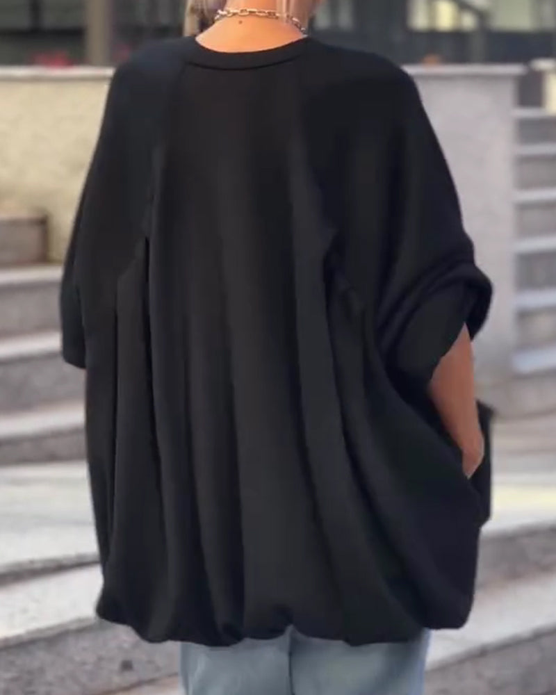 Loose Asymmetrical Solid Color Top