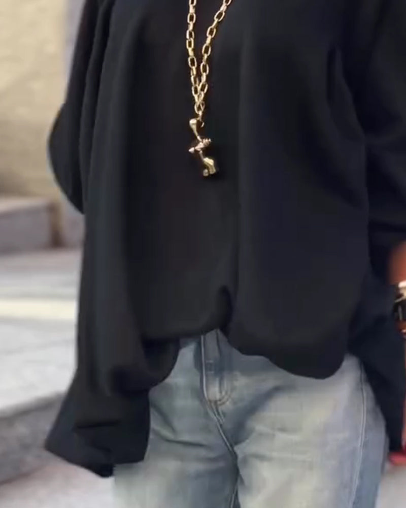 Loose Asymmetrical Solid Color Top