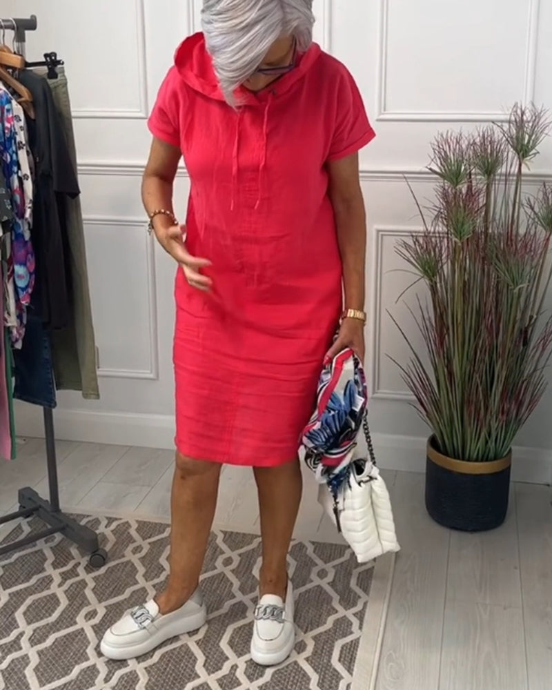 Casual Hooded Short Sleeve Dress