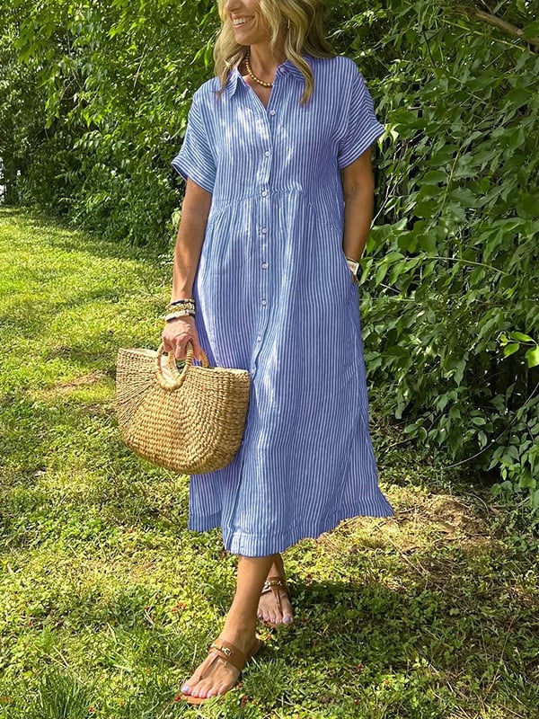 Maggie | Casual Stripe Midi Dress
