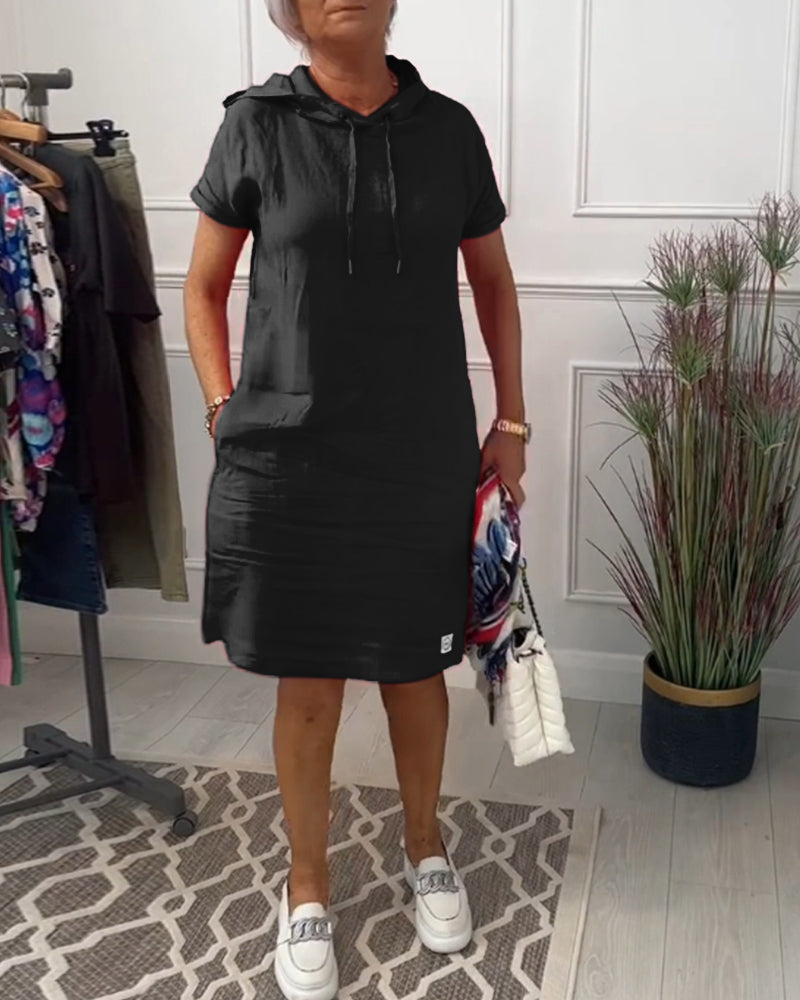 Casual Hooded Short Sleeve Dress