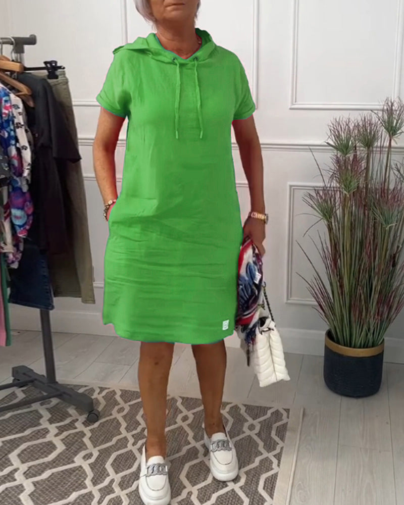 Casual Hooded Short Sleeve Dress