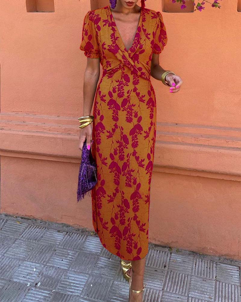 Flora V-Neck Midi Dress
