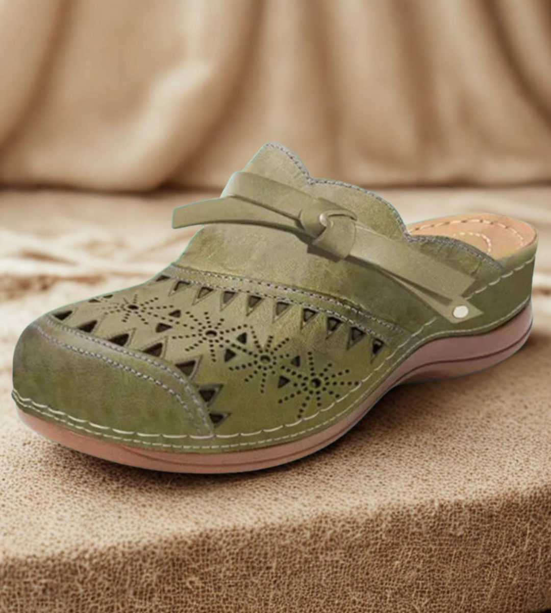 Nicholle - Bow Hollow Out Flat Mules