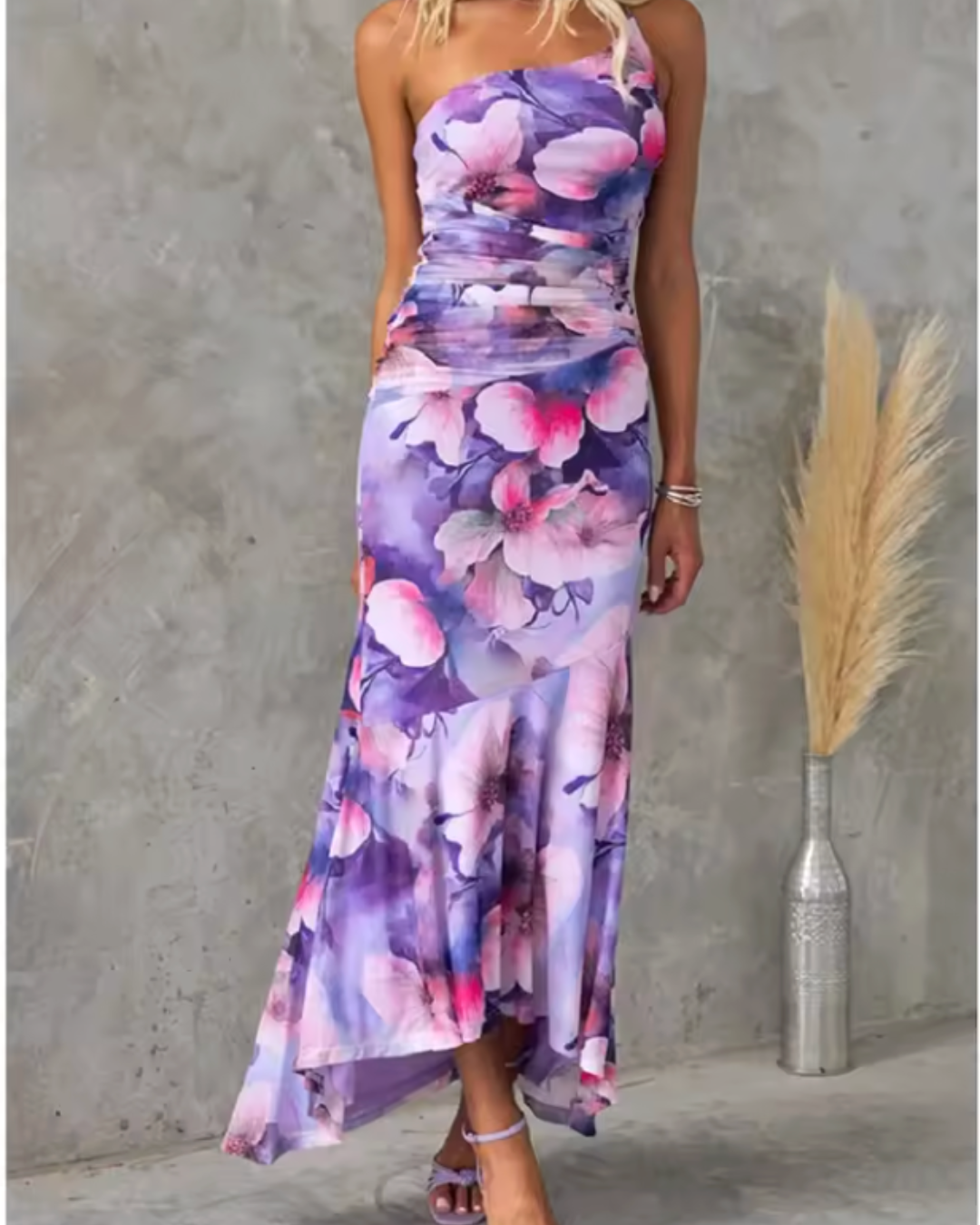Amelia Floral One-Shoulder Maxi Dress