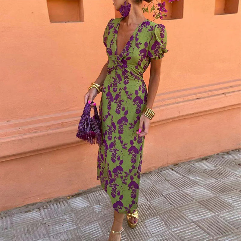 Flora V-Neck Midi Dress