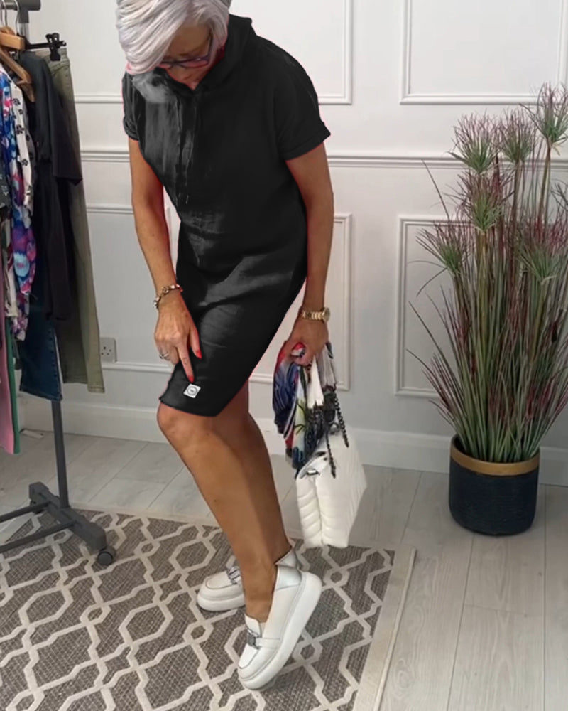 Casual Hooded Short Sleeve Dress
