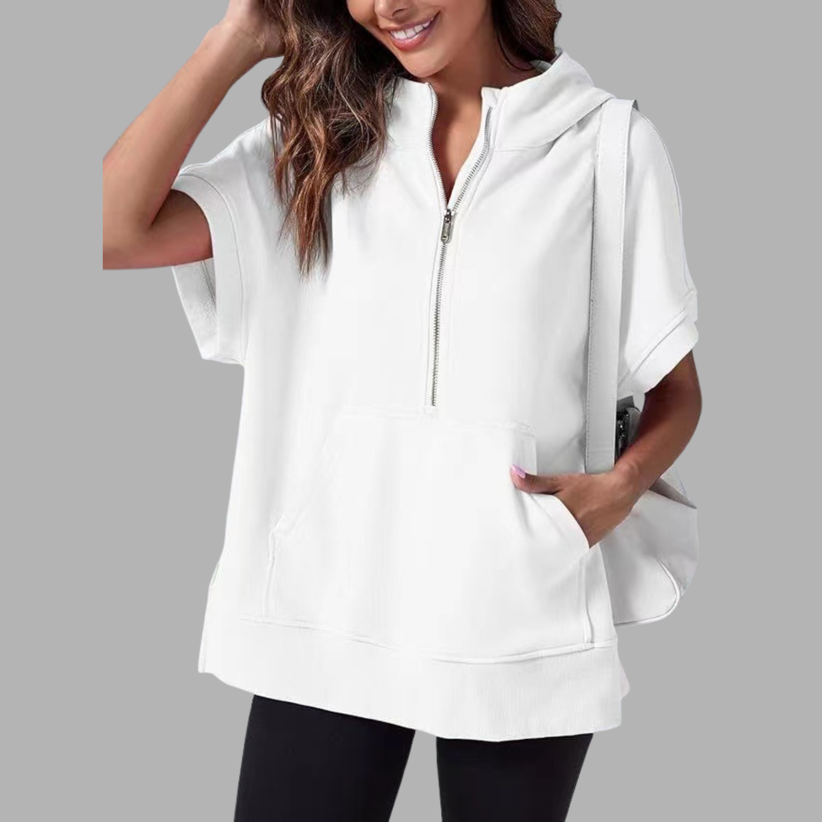 EMERLINDA™ – Relaxed Oversized Half-Zip Summer Hoodie