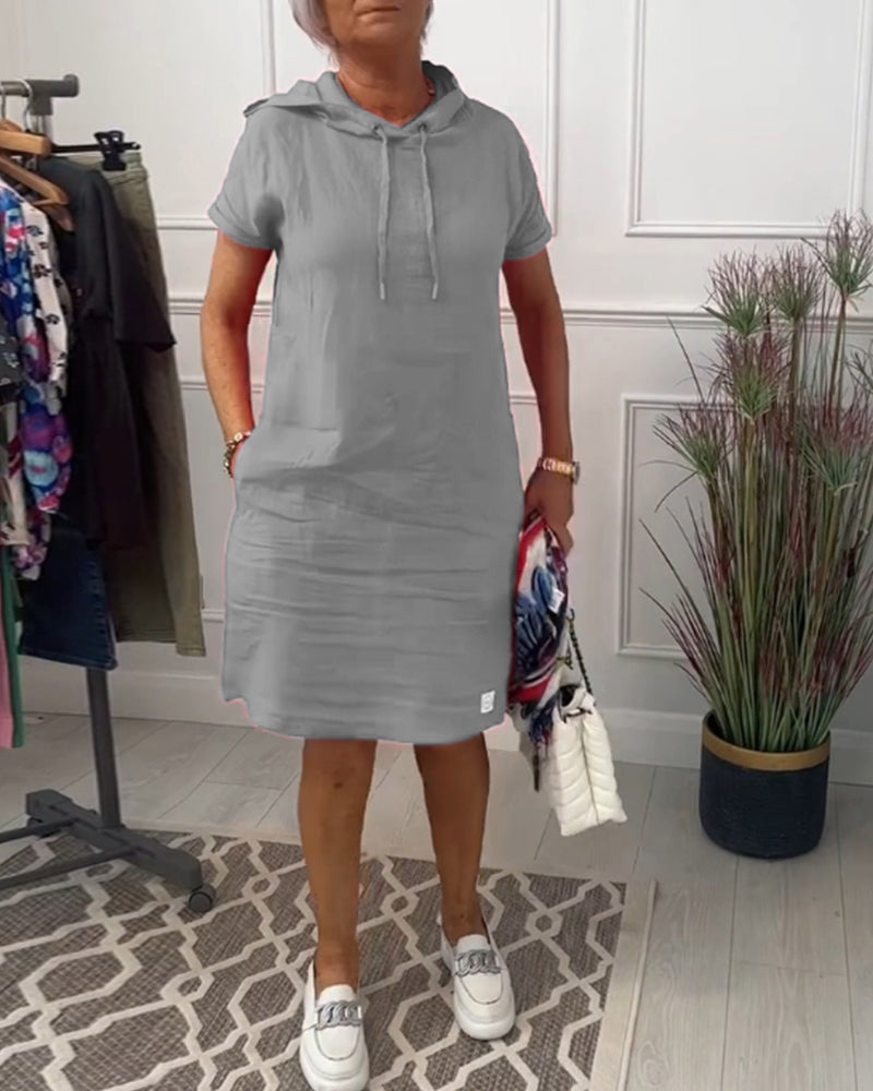 Casual Hooded Short Sleeve Dress