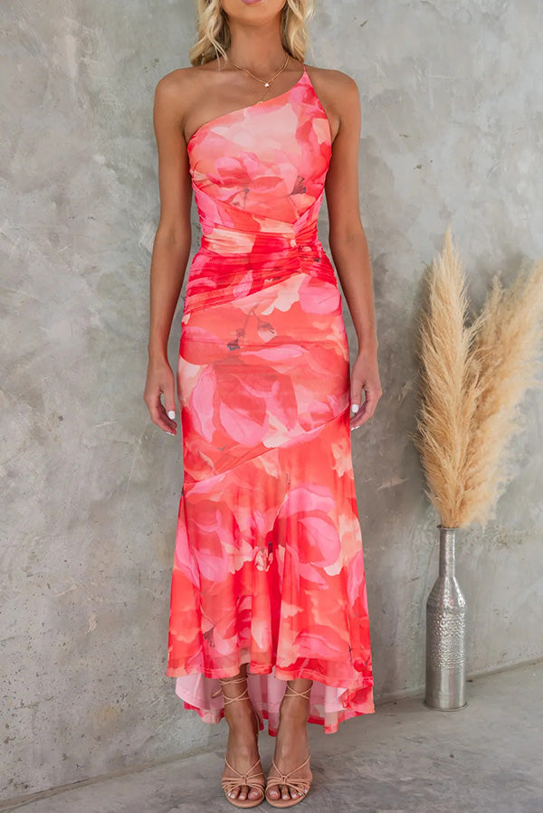 Amelia Floral One-Shoulder Maxi Dress