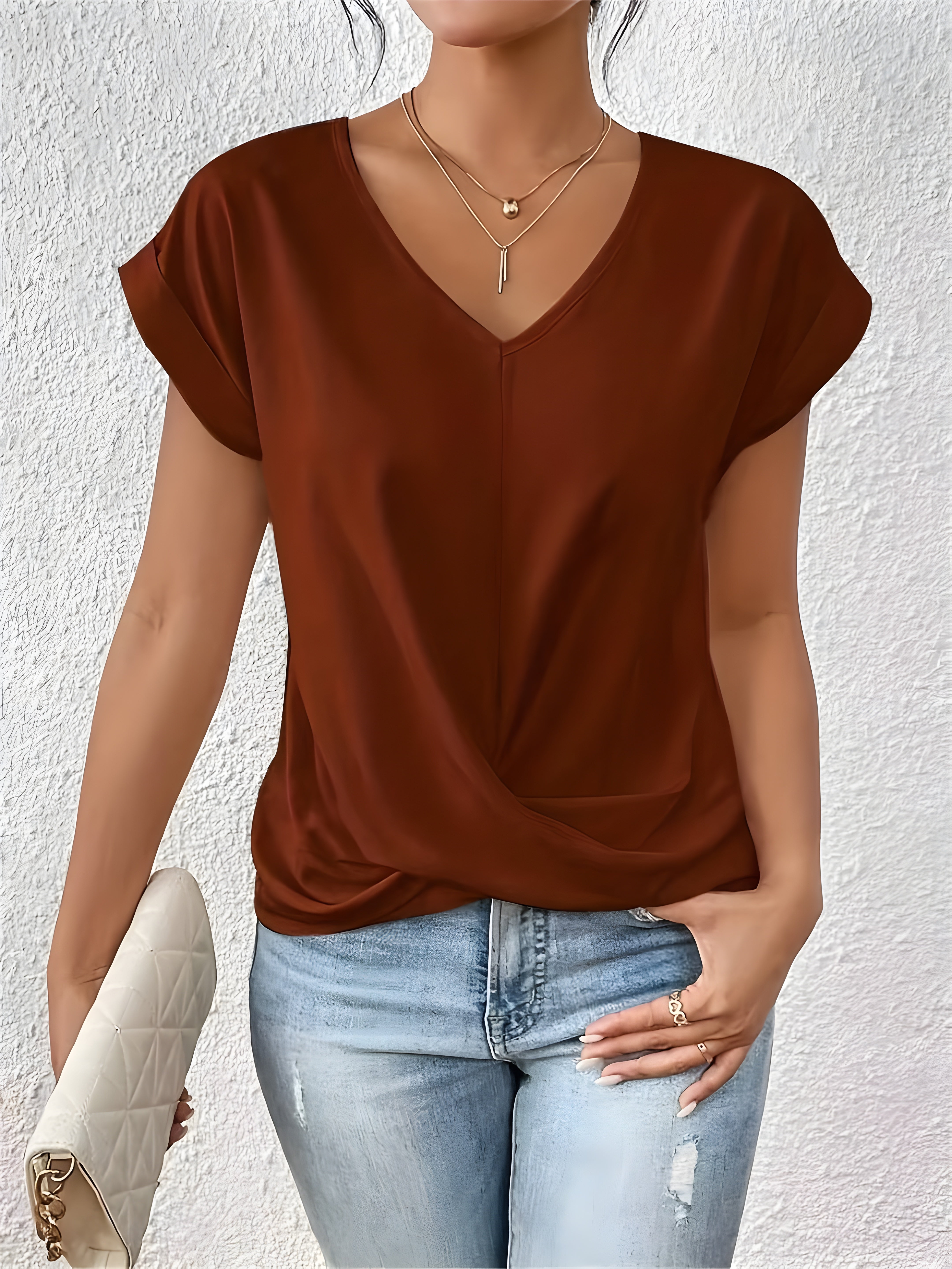 Sandra | Elegant Twist-Front V-Neck Top