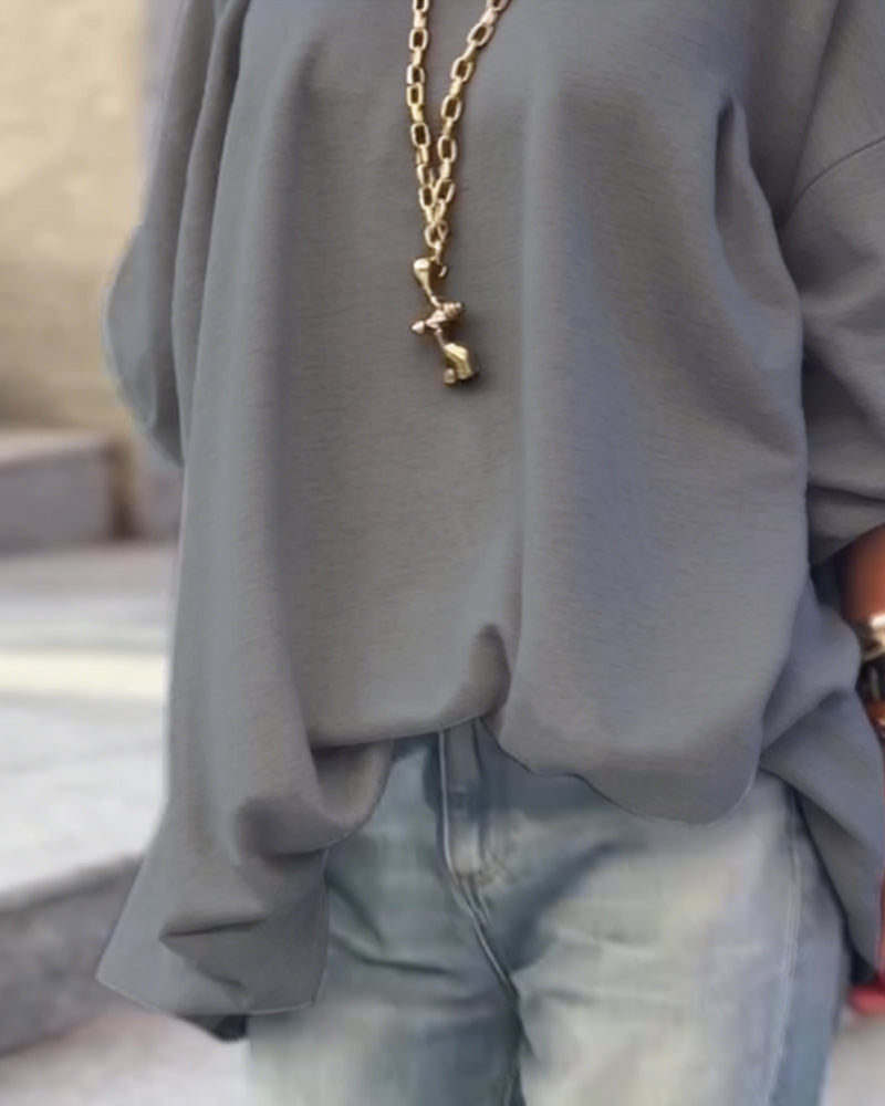 Loose Asymmetrical Solid Color Top