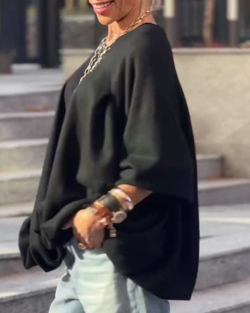 Loose Asymmetrical Solid Color Top