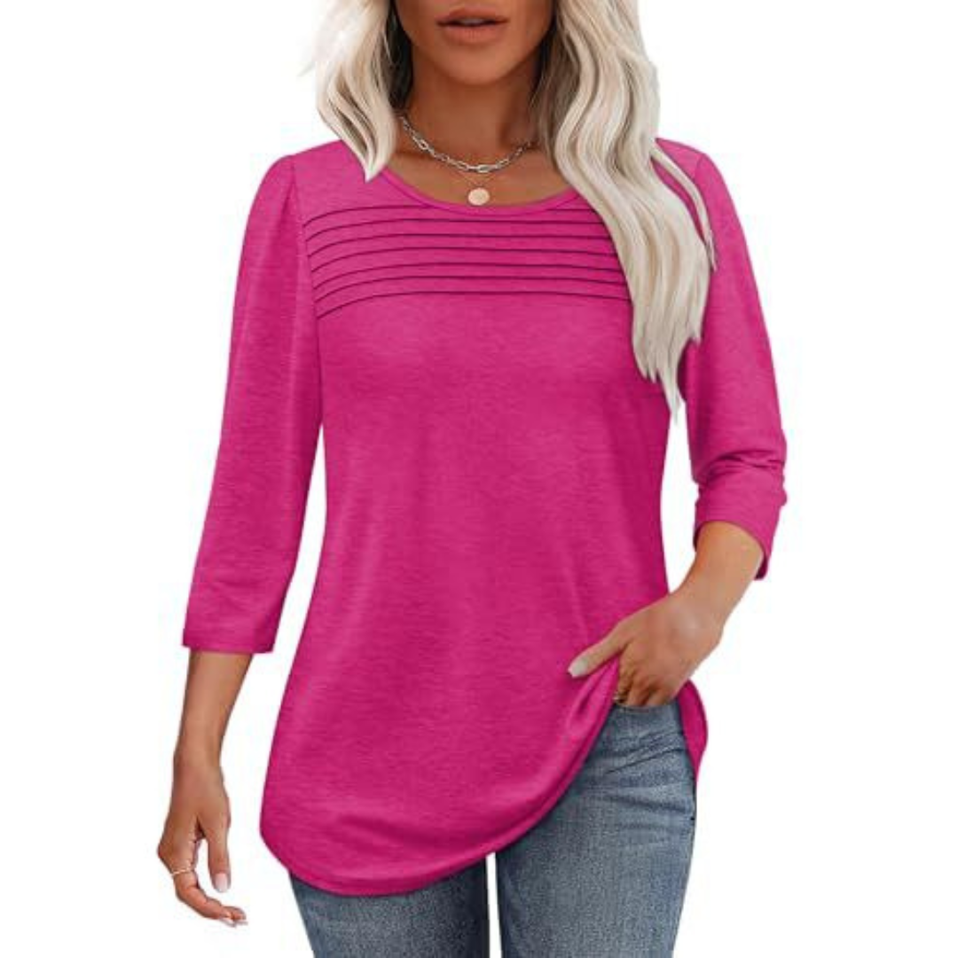 TESSARA™ – Casual Pleated Front Spring Top