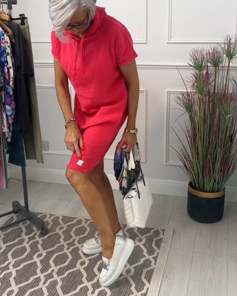 Casual Hooded Short Sleeve Dress