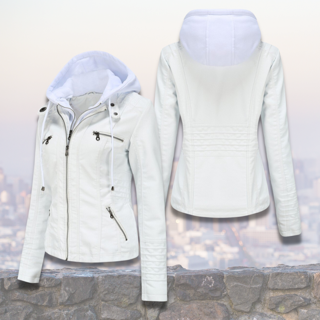 MADELINE™ – Hooded Leather Jacket for Women