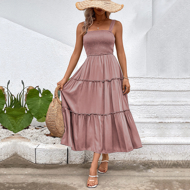 FIORELLE™ – Vintage Frill Hem Shirred Backless Sundress