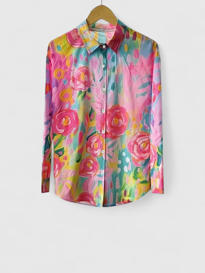 Anna - Vibrant Artistic Button-Up Blouse