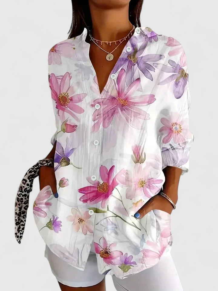 Anna - Vibrant Artistic Button-Up Blouse