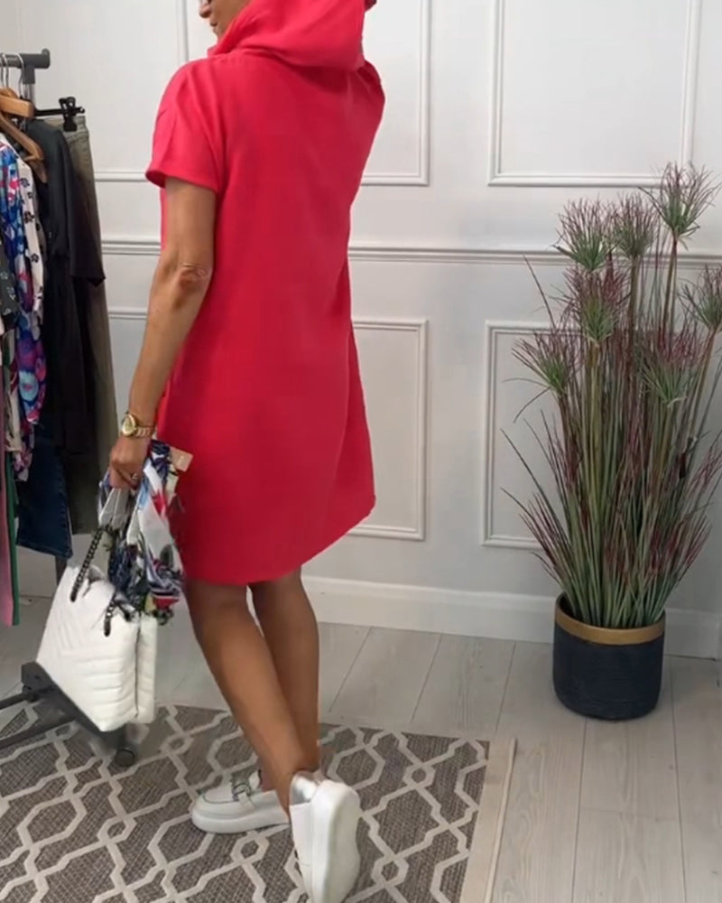 Casual Hooded Short Sleeve Dress