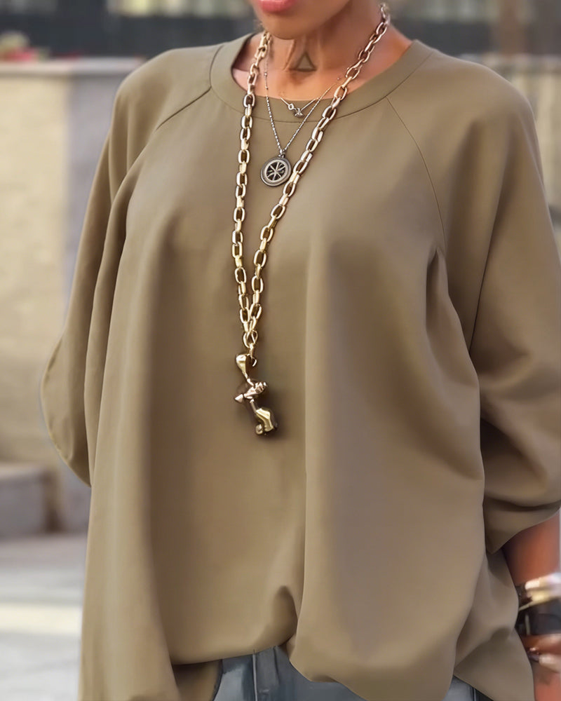 Loose Asymmetrical Solid Color Top